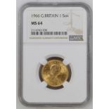 1966 Gold Sovereign NGC MS 64