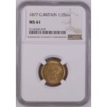 1877 Gold Half-Sovereign Die number NGC MS 61