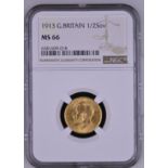 1913 Gold Half-Sovereign Equal-finest NGC MS 66