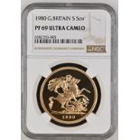 1980 Gold 5 Pounds (5 Sovereigns) Proof NGC PF 69 ULTRA CAMEO