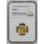 1915 Gold Half-Sovereign NGC MS 63+