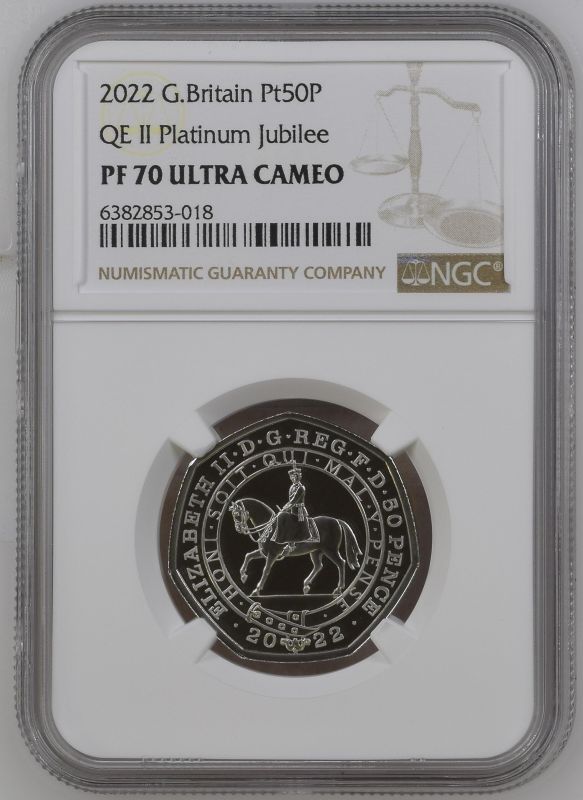 2022 Platinum 50 Pence The Platinum Jubilee of Her Majesty The Queen Proof NGC PF 70 ULTRA CAMEO