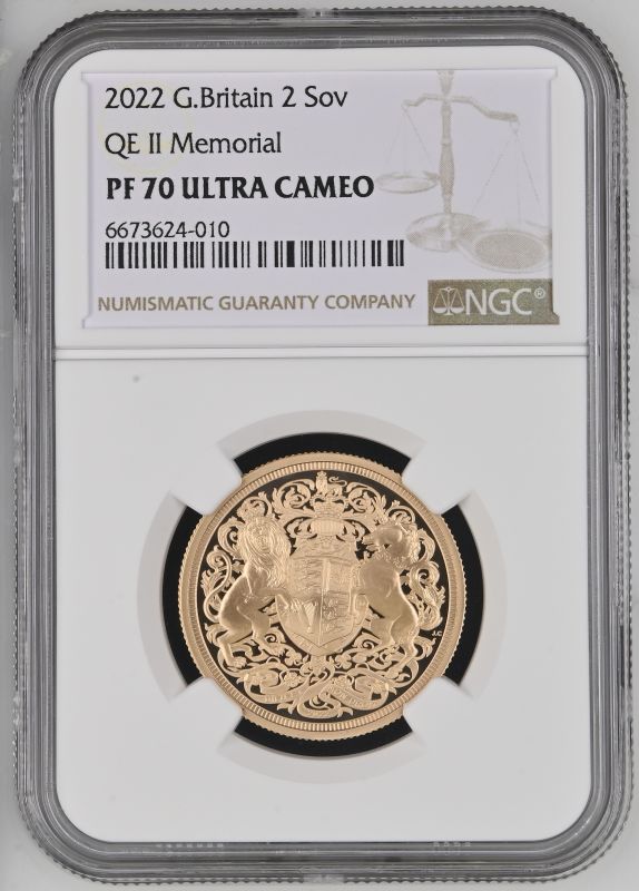 2022 Gold 2 Pounds (Double Sovereign) Memorial Sovereign Proof NGC PF 70 ULTRA CAMEO