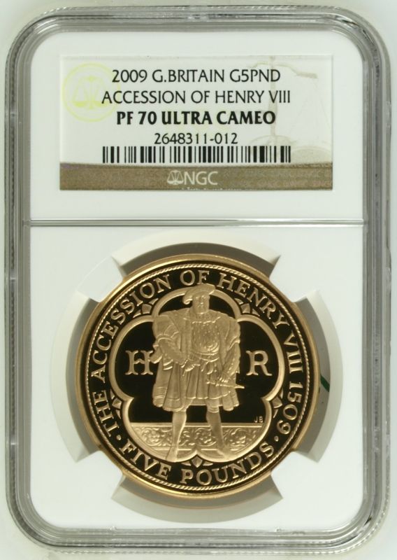 2009 Gold 5 Pounds (Crown) King Henry VIII Proof NGC PF 70 ULTRA CAMEO Box & COA - Image 3 of 4