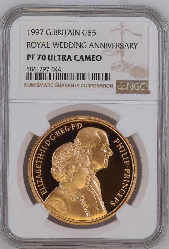 1997 Gold 5 Pounds (Crown) Golden Wedding Proof NGC PF 70 ULTRA CAMEO Box & COA - Image 3 of 4