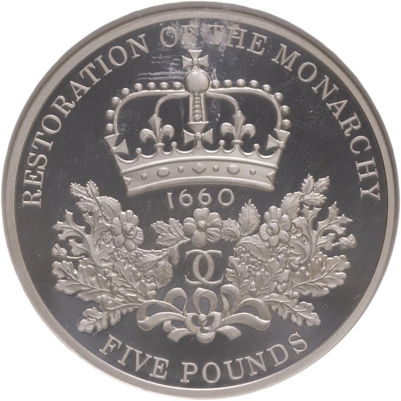 2010 Silver 5 Pounds (Crown) Restoration of the Monarchy Proof Piedfort NGC PF 70 ULTRA CAMEO