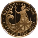 2008 Gold 25 Pounds (1/4 oz.) Britannia Proof NGC PF 70 ULTRA CAMEO