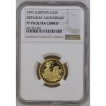 1997 Gold 25 Pounds (1/4 oz.) Britannia Proof NGC PF 70 ULTRA CAMEO