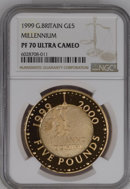 1999 Gold 5 Pounds (Crown) Millennium Proof NGC PF 70 ULTRA CAMEO Box & COA - Image 3 of 4