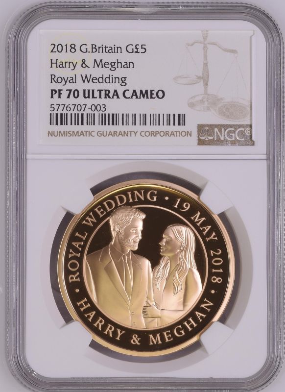 2018 Gold 5 Pounds Royal Wedding Proof NGC PF 70 ULTRA CAMEO Box & COA - Image 2 of 3