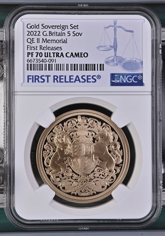 2022 Gold 5 Pounds (5 Sovereigns) Memorial Sovereign Proof NGC PF 70 ULTRA CAMEO