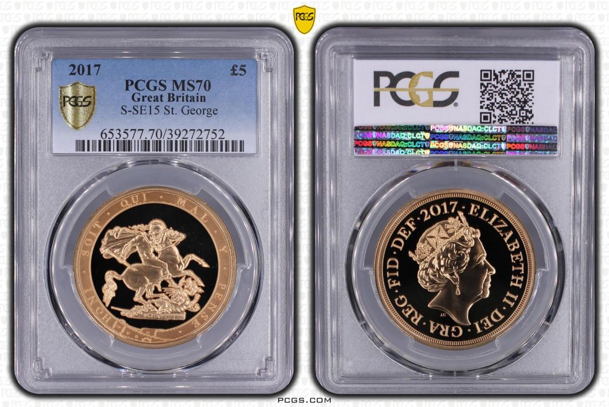 2017 Gold 5 Pounds (5 Sovereigns) 200th Anniversary BU PCGS MS70 - Image 3 of 3