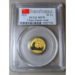 China: People's Republic 2011 Gold 20 Yuan PCGS MS70