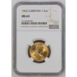 1963 Gold Sovereign NGC MS 64