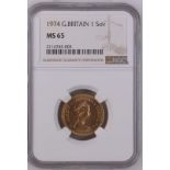 1974 Gold Sovereign NGC MS 65