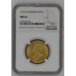 Canada George V 1912 Gold 10 Dollars NGC MS 61