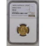 1887 M Gold Half-Sovereign NGC MS 62