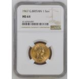 1967 Gold Sovereign NGC MS 64