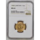 1968 Gold Sovereign NGC MS 64