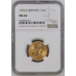 1965 Gold Sovereign Equal-finest NGC MS 66