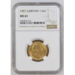 1907 Gold Sovereign NGC MS 63