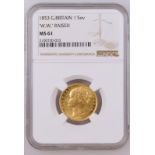 1853 Gold Sovereign WW raised NGC MS 61
