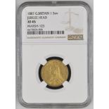 1887 Gold Sovereign Close JEB NGC XF 45