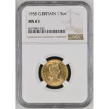 1958 Gold Sovereign NGC MS 63