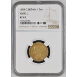 1859 Gold Sovereign Ansell NGC XF 45