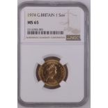 1974 Gold Sovereign NGC MS 65