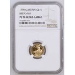 1998 Gold 10 Pounds (1/10 oz.) Britannia Proof NGC PF 70 ULTRA CAMEO