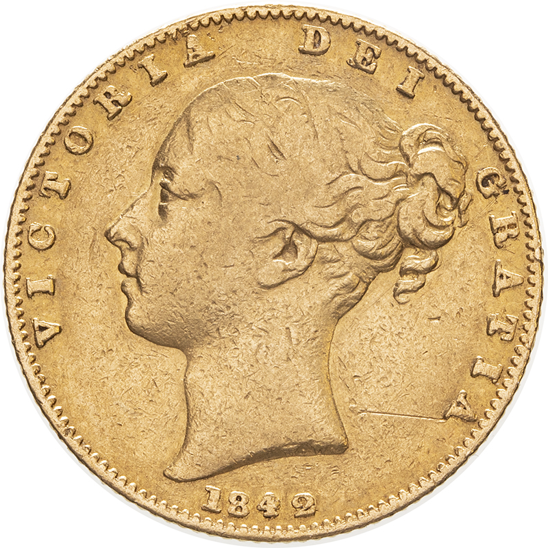 1842 Gold Sovereign Closed 2 Fine