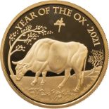 2021 Gold 100 Pounds (1 oz.) Year of the Ox Proof Box & COA