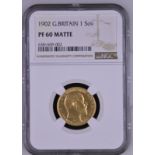 1902 Gold Sovereign Matte Proof NGC PF 60 MATTE