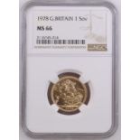 1978 Gold Sovereign NGC MS 66