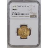 1958 Gold Sovereign NGC MS 65