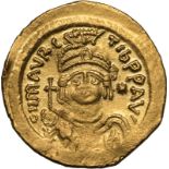 Byzantine Empire Maurice Tiberius AD 583-602 Gold Lightweight Solidus Extremely Fine; areas of weak
