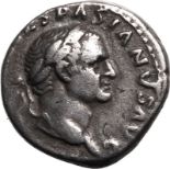 Roman Empire Vespasian AD 70 Silver Denarius Very Fine; boasting a lovely old cabinet tone