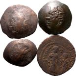 Byzantine Empire Various AD 610-1282 Bronze 4 x AE/BI Nummi and Trachy Fine