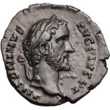 Roman Empire Antoninus Pius AD 138-139 Silver Denarius Good Very Fine