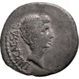 Roman Republic & Imperatorial Octavian 37 BC Silver Denarius Very Fine; rev. struck off-centre