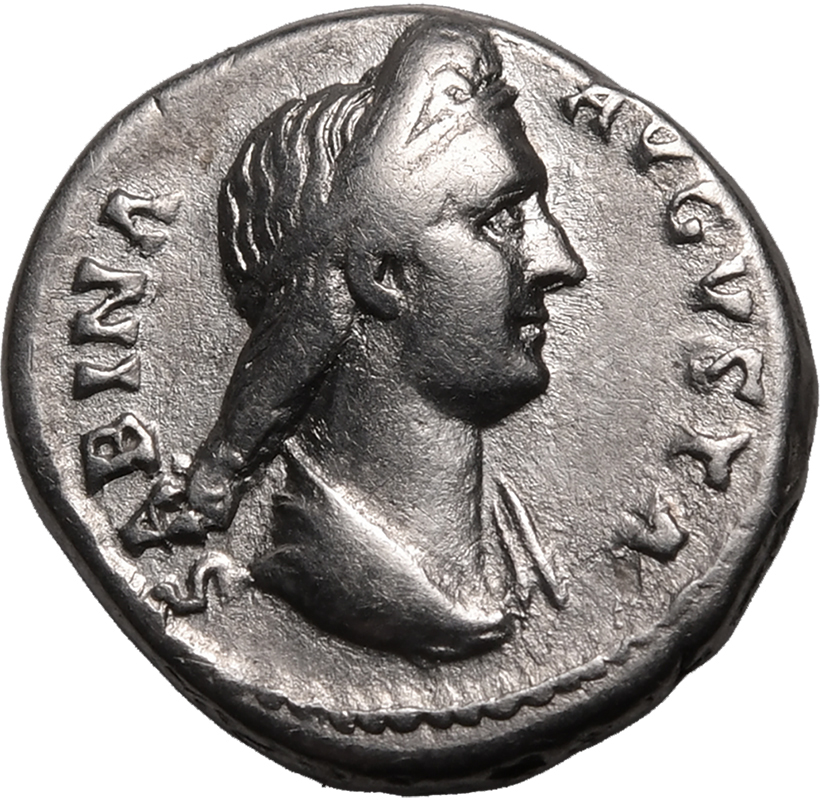 Roman Empire Sabina (wife of Hadrian) AD 133-135 Silver Denarius About Good Very Fine