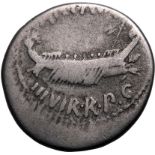 Roman Republic & Imperatorial Mark Antony 32-31 BC Silver Denarius About Very Fine