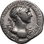 Roman Empire Trajan AD 116 Silver Denarius About Good Very Fine