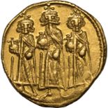 Byzantine Empire Heraclius dated IY 12 = AD 638/9 Gold Solidus Extremely Fine; boasting lustrous, br