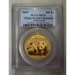 China: People's Republic 2010 Gold 500 yuan PCGS MS70