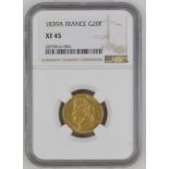 France Louis-Philippe 1839 A Gold 20 Francs NGC XF 45