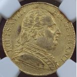 France Louis XVIII 1815 R Gold 20 Francs London NGC MS 61