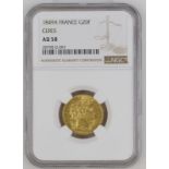 France Second Republic 1849 A Gold 20 Francs NGC AU 58