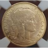 France Third Republic 1914 Gold 10 Francs NGC MS 62